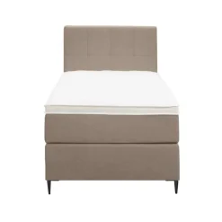 Boxspring Liv geblokt - beige - 90x200 cm - slanke poot