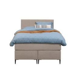Boxspring Liv geblokt - beige - 120x200 cm - slanke poot