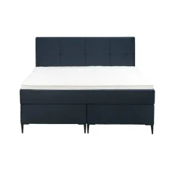 Boxspring Liv geblokt - blauw - 140x200 cm - slanke poot