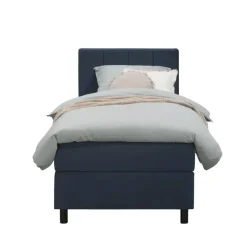 Boxspring Liv geblokt - blauw - 90x200 cm - ronde poot