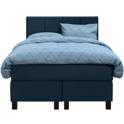 Boxspring Liv geblokt - blauw - 120x200 cm - vierkante poot