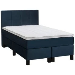 Boxspring Liv geblokt - blauw - 120x200 cm - vierkante poot