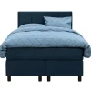 Boxspring Liv geblokt - blauw - 120x200 cm - ronde poot