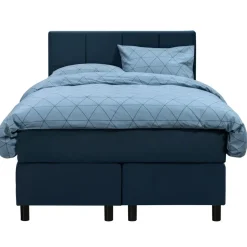 Boxspring Liv geblokt - blauw - 120x200 cm - ronde poot