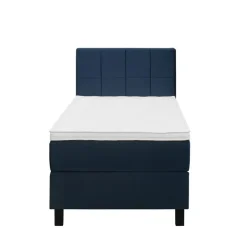 Boxspring Liv geblokt - blauw - 90x200 cm - vierkante poot