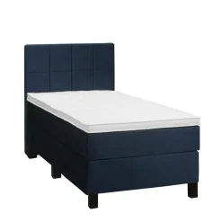 Boxspring Liv geblokt - blauw - 90x200 cm - vierkante poot