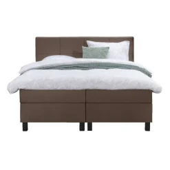 Boxspring Liv geblokt - bruin - 160x200 cm - vierkante poot