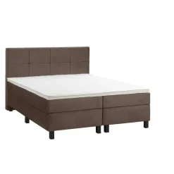 Boxspring Liv geblokt - bruin - 160x200 cm - vierkante poot