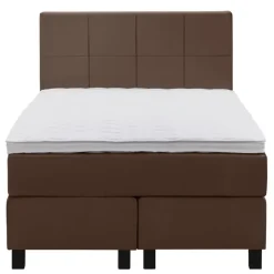 Boxspring Liv geblokt - bruin - 120x200 cm - vierkante poot