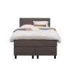 Boxspring Liv geblokt - donkerbruin - 120x200 cm - ronde poot