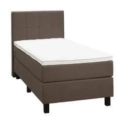 Boxspring Liv geblokt - donkerbruin - 90x200 cm - vierkante poot