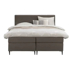 Boxspring Liv geblokt - donkerbruin - 160x200 cm - slanke poot