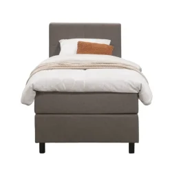 Boxspring Liv geblokt - donkerbruin - 90x200 cm - ronde poot