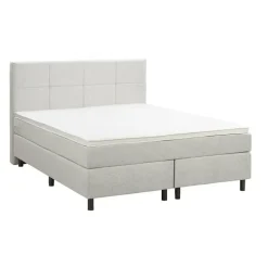 Boxspring Liv geblokt - ecru - 140x200 cm - ronde poot