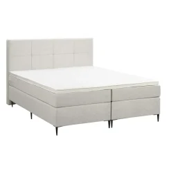 Boxspring Liv geblokt - ecru - 180x200 cm - slanke poot