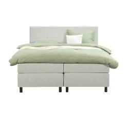 Boxspring Liv geblokt - ecru - 160x200 cm - ronde poot