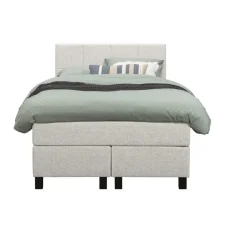 Boxspring Liv geblokt - ecru - 120x200 cm - vierkante poot