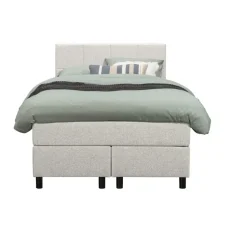 Boxspring Liv geblokt - ecru - 120x200 cm - ronde poot