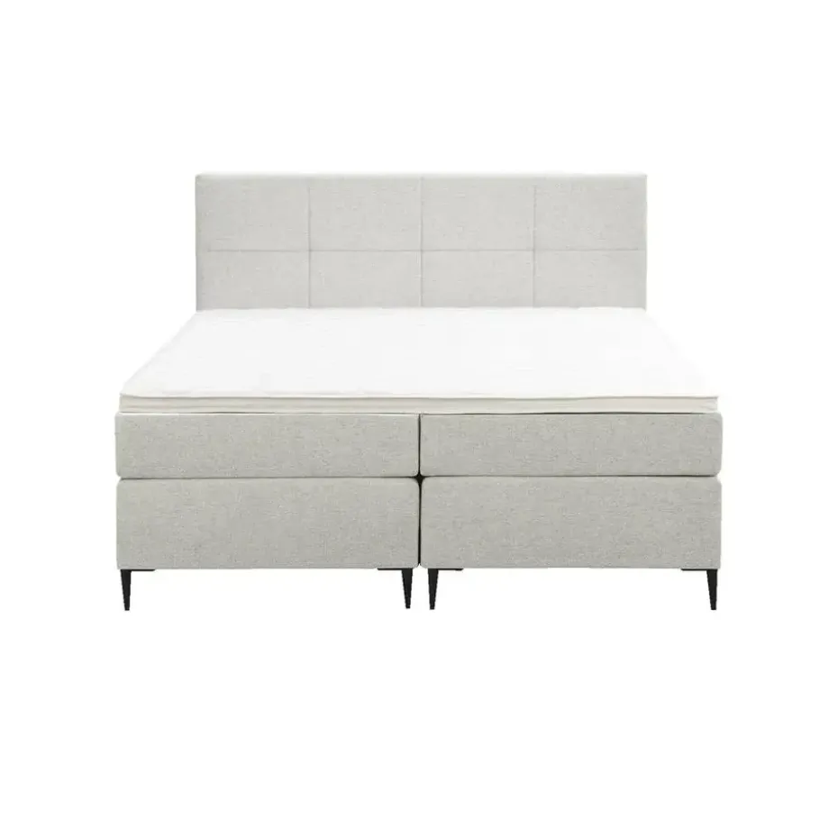 Boxspring Liv geblokt - ecru - 160x200 cm - slanke poot
