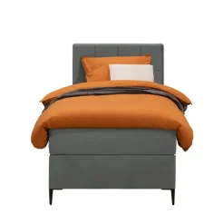 Boxspring Liv geblokt - grijs - 90x200 cm - slanke poot