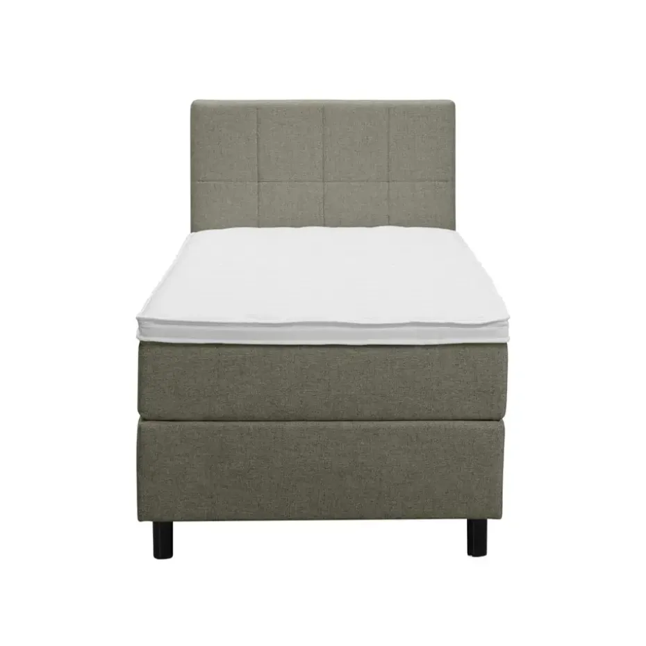 Boxspring Liv geblokt - groen - 90x200 cm - ronde poot