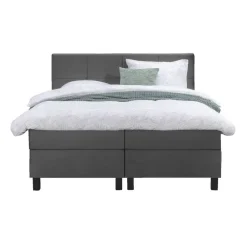 Boxspring Liv geblokt - grijs - 180x200 cm - vierkante poot