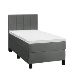 Boxspring Liv geblokt - grijs - 90x200 cm - vierkante poot