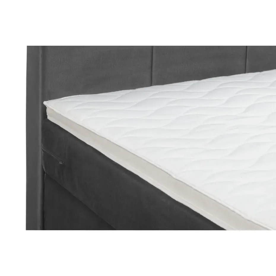 Boxspring Liv geblokt - grijs - 90x200 cm - vierkante poot
