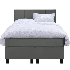 Boxspring Liv geblokt - grijs - 120x200 cm - vierkante poot