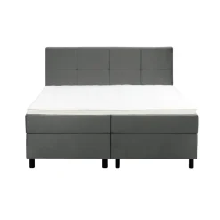Boxspring Liv geblokt - grijs - 160x200 cm - ronde poot