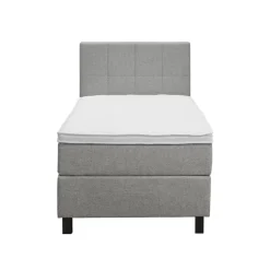 Boxspring Liv geblokt - lichtgrijs - 90x200 cm - vierkante poot