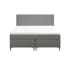 Boxspring Liv geblokt - lichtgrijs - 140x200 cm - slanke poot