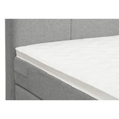 Boxspring Liv geblokt - lichtgrijs - 90x200 cm - ronde poot