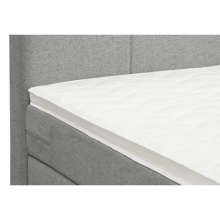 Boxspring Liv geblokt - lichtgrijs - 180x200 cm - slanke poot