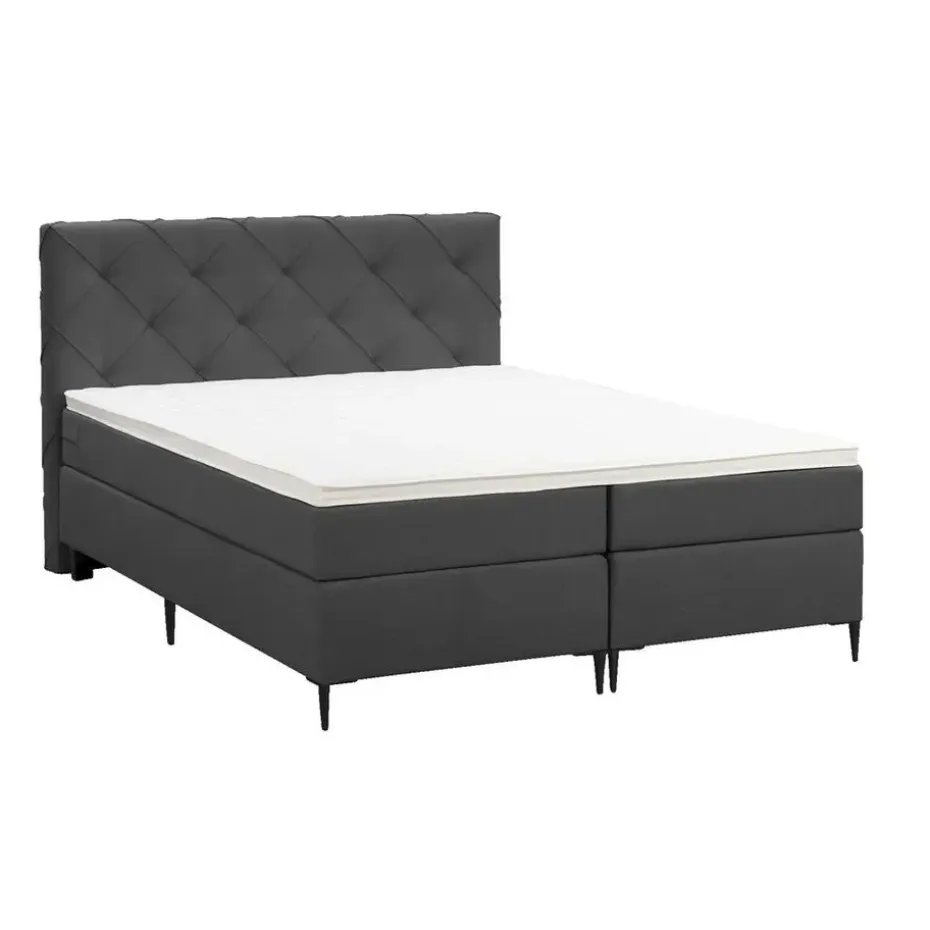 Boxspring Liv geruit - antraciet - 180x200 cm - slanke poot