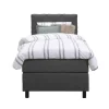 Boxspring Liv geruit - antraciet - 90x200 cm - ronde poot