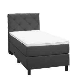 Boxspring Liv geruit - antraciet - 90x200 cm - ronde poot
