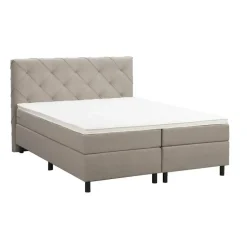 Boxspring Liv geruit - beige - 160x200 cm - ronde poot
