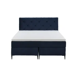 Boxspring Liv geruit - blauw - 140x200 cm - slanke poot