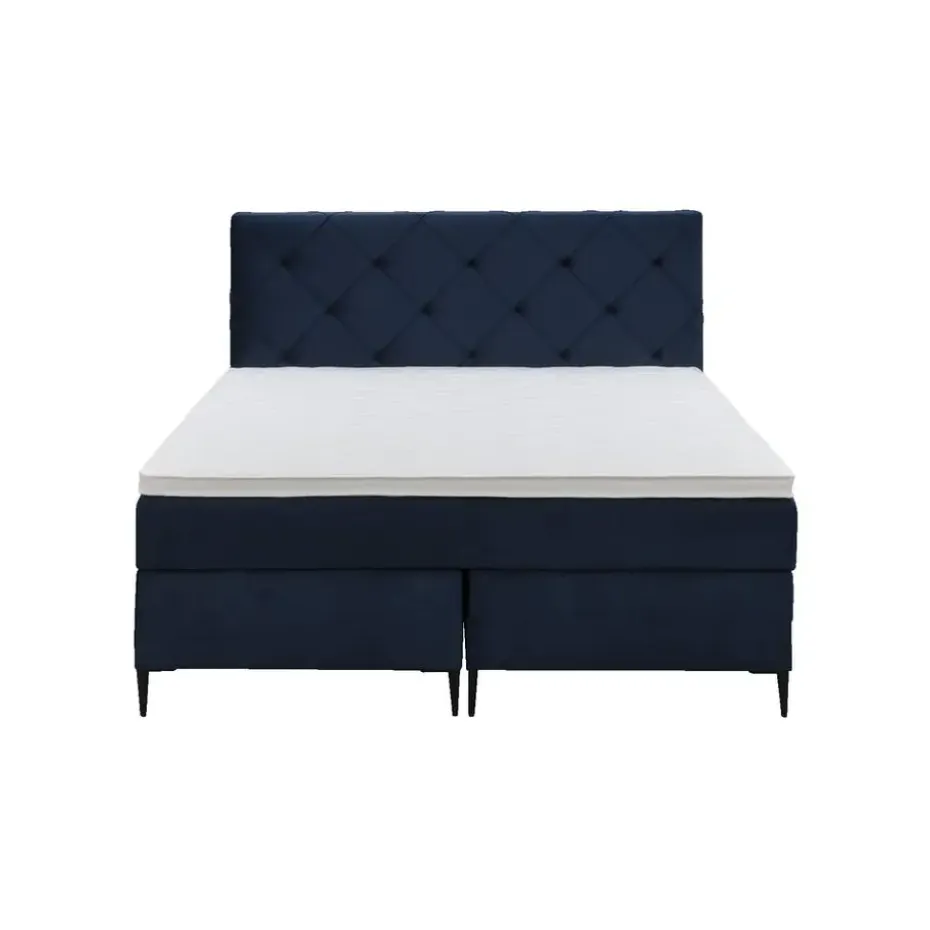 Boxspring Liv geruit - blauw - 140x200 cm - slanke poot