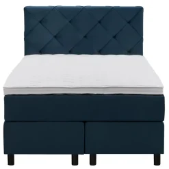 Boxspring Liv geruit - blauw - 120x200 cm - ronde poot