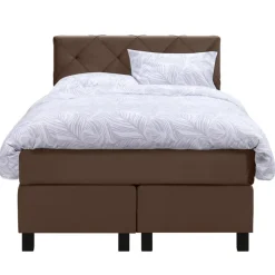 Boxspring Liv geruit - bruin - 120x200 cm - vierkante poot