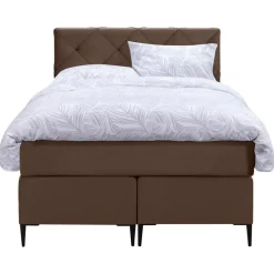 Boxspring Liv geruit - bruin - 120x200 cm - slanke poot