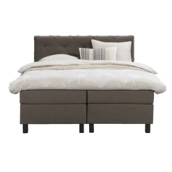 Boxspring Liv geruit - donkerbruin - 160x200 cm - vierkante poot