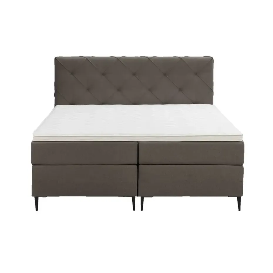Boxspring Liv geruit - donkerbruin - 160x200 cm - slanke poot
