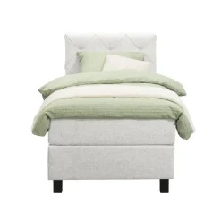 Boxspring Liv geruit - ecru - 90x200 cm - vierkante poot