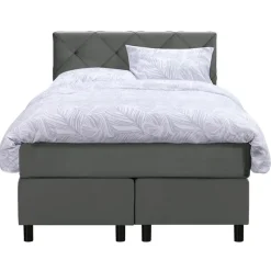 Boxspring Liv geruit - grijs - 120x200 cm - ronde poot