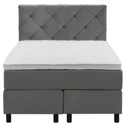 Boxspring Liv geruit - grijs - 120x200 cm - ronde poot