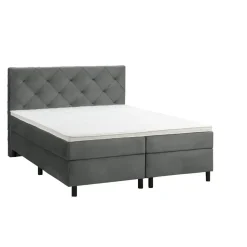 Boxspring Liv geruit - grijs - 180x200 cm - ronde poot