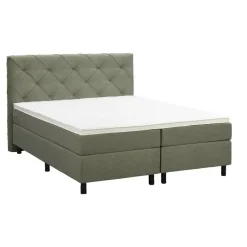 Boxspring Liv geruit - groen - 160x200 cm - ronde poot